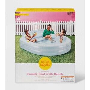 Sun Squad Inflatable Family Pool with Bench, Cup Holders, and Backrest